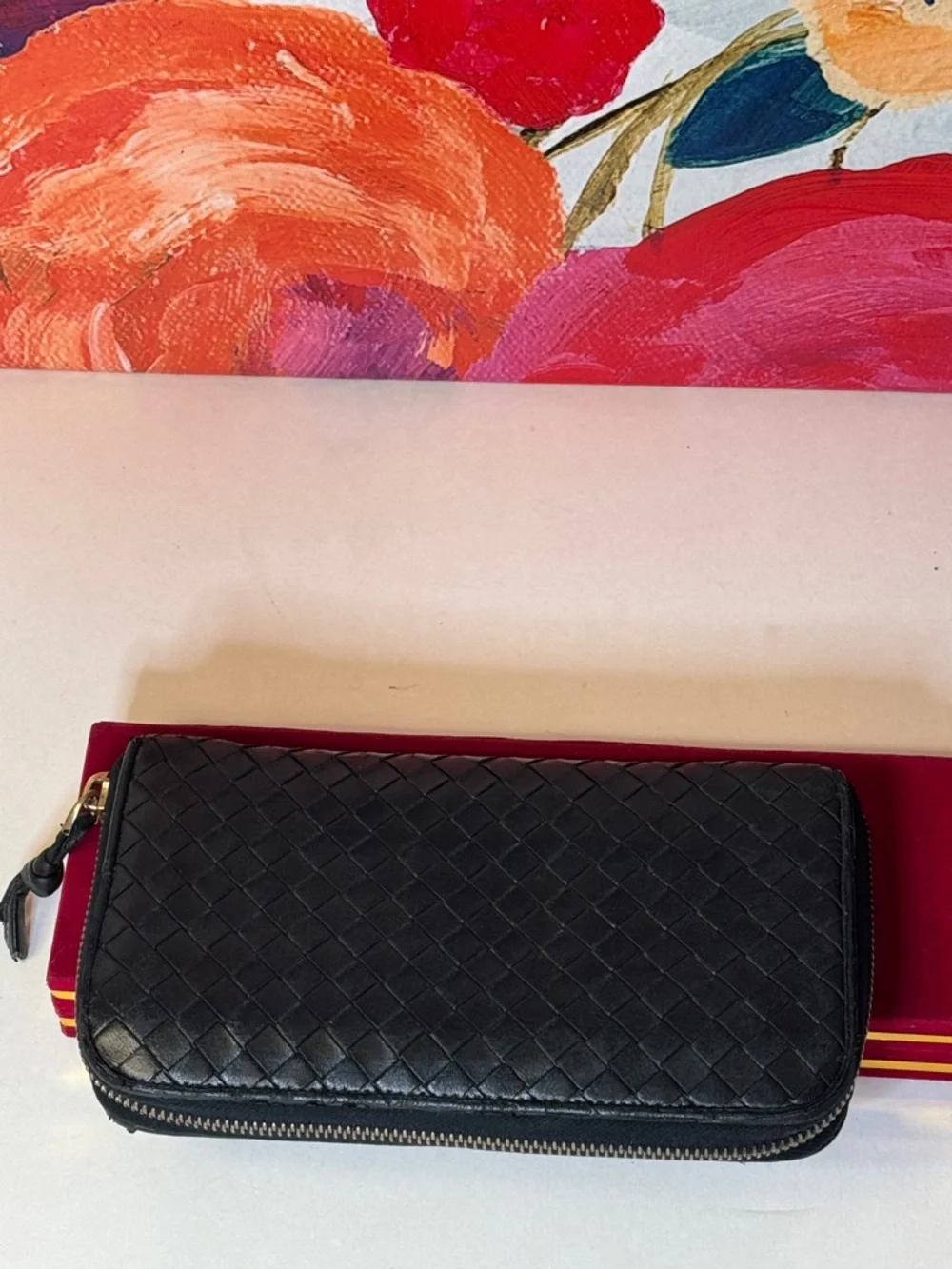 Bottega Veneta Black Leather Zip Wallet with Interior Card Slots - Picture 10 of 12